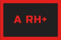 Эмблема на липучке группа крови A RH+ черный красный 50X80мм Эмблема на липучке группа крови A RH+ черный красный 50X80мм