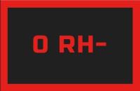 Эмблема на липучке группа крови O RH- черный красный 50X80мм Эмблема на липучке группа крови O RH- черный красный 50X80мм